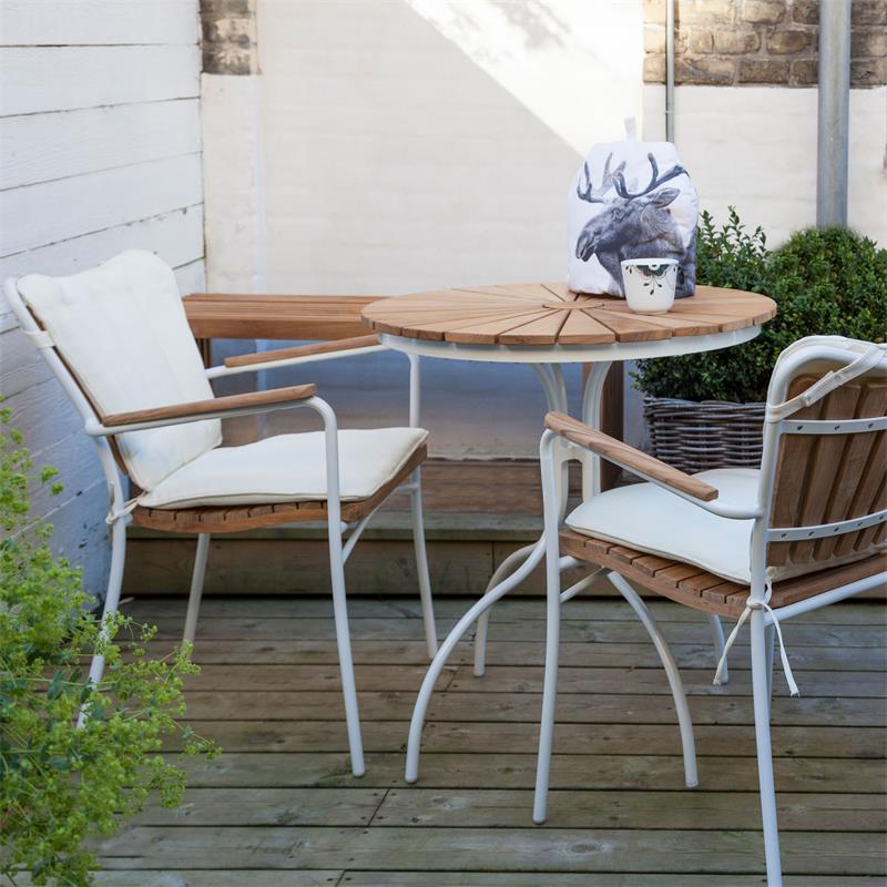 Ellen stacking chair teak/white teak grade A with aluminum powder-coated