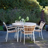 Ellen stacking chair teak/white teak grade A with aluminum powder-coated