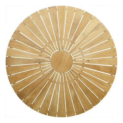 Table Ellen ronde 130 cm en aluminium blanc thermolaqué avec plateau en teck