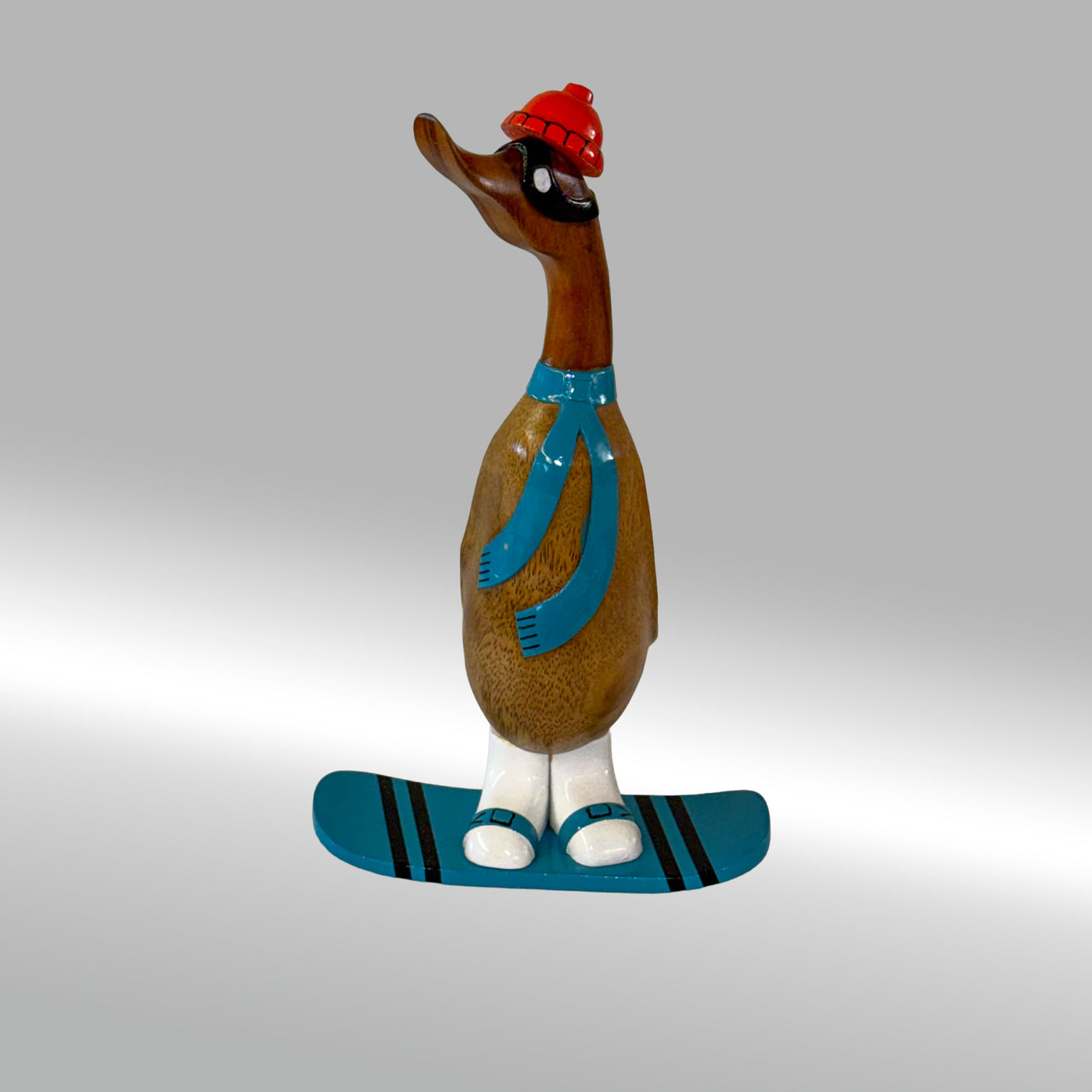 Ente Snowboarder groß »Manni« blaues Board und Schal  ca. 41 cm hoch