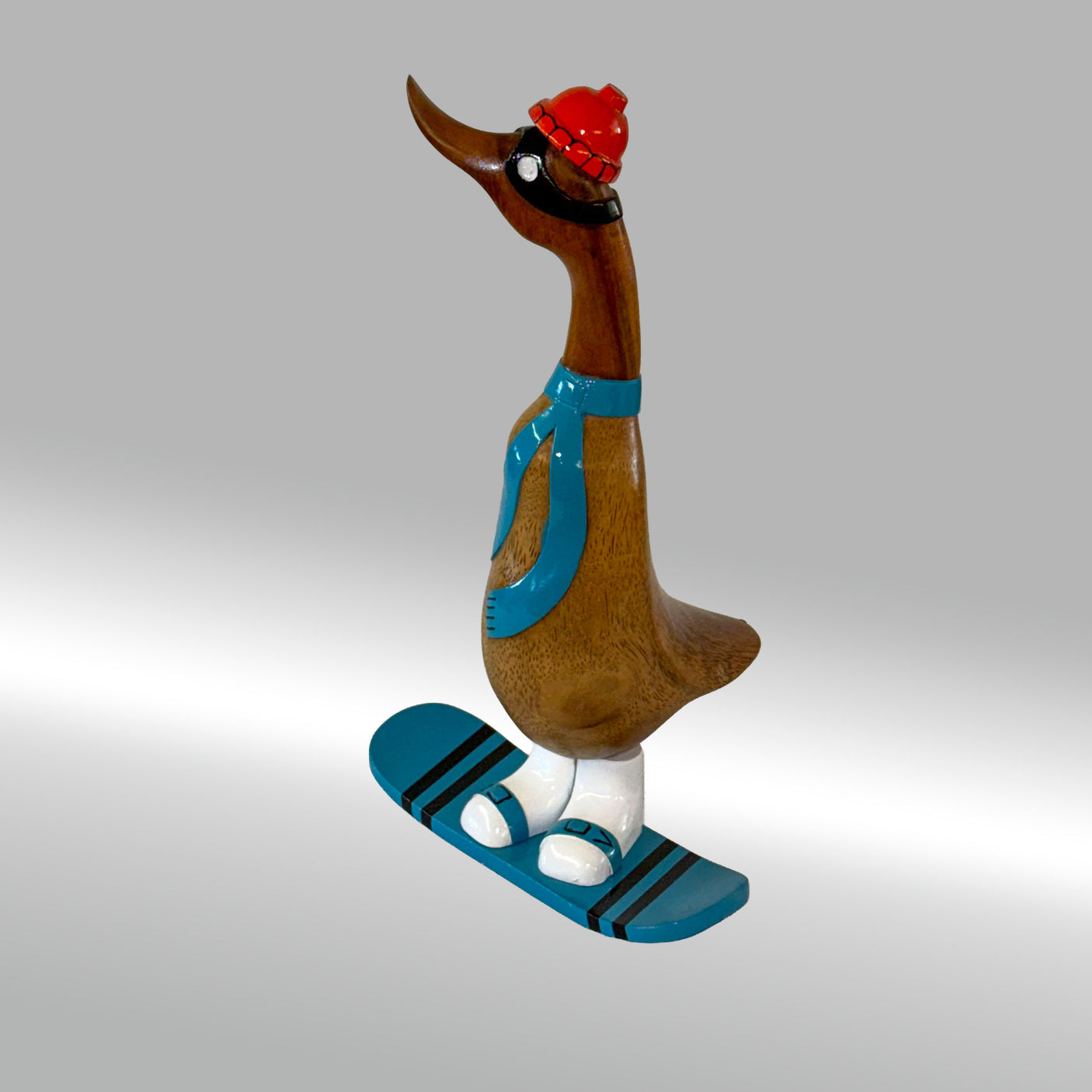 Ente Snowboarder groß »Manni« blaues Board und Schal  ca. 41 cm hoch