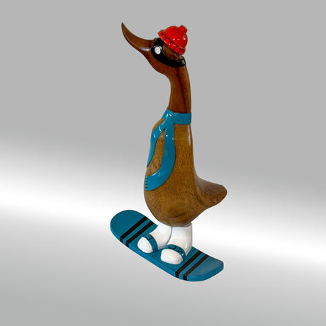 Ente Snowboarder groß »Manni« blaues Board und Schal  ca. 41 cm hoch