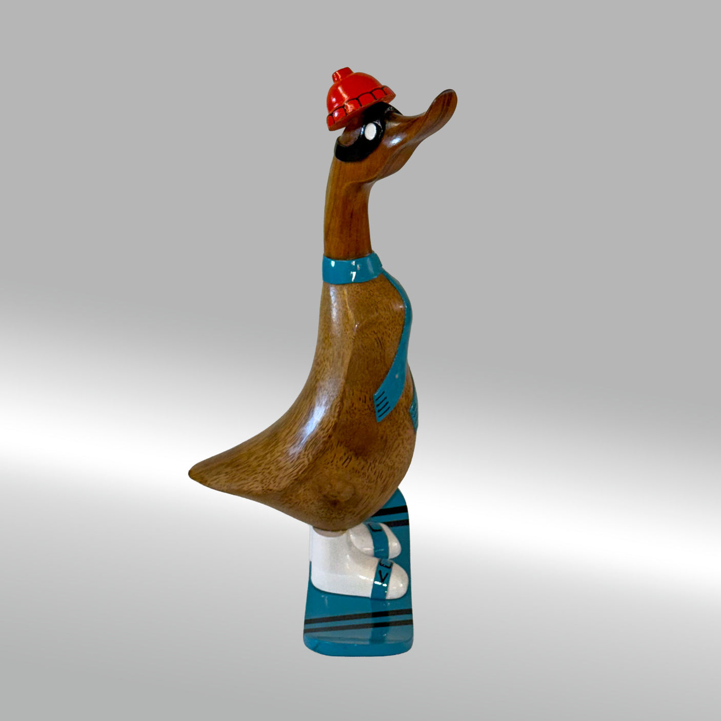 Ente Snowboarder groß »Manni« blaues Board und Schal  ca. 41 cm hoch