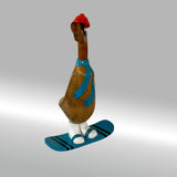 Ente Snowboarder groß »Manni« blaues Board und Schal  ca. 41 cm hoch