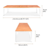 Florence aluminum front extending table 310/210x100x77 cm Certified Teak GRADE A with aluminum frame