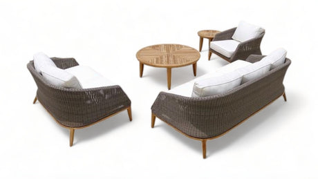 Grace Lounge Set bestehend aus 1-Sitzer Sessel und 2-Sitzer Sofa in Vintage Geflecht inklusive Polster in Sunproof