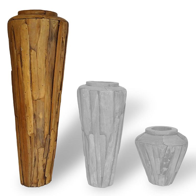 Teakholzvase Hendrik groß schlanke Form 155 cm hoch