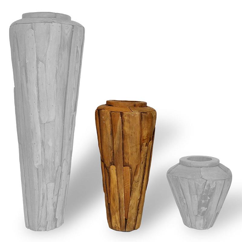 Teakholzvase Hendrik mittel bauchige Form 80 cm hoch