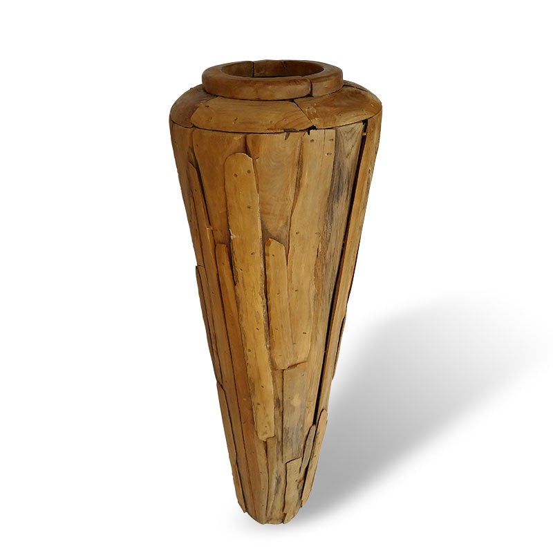 Vase en teck Hendrik grande forme élancée 155 cm de haut