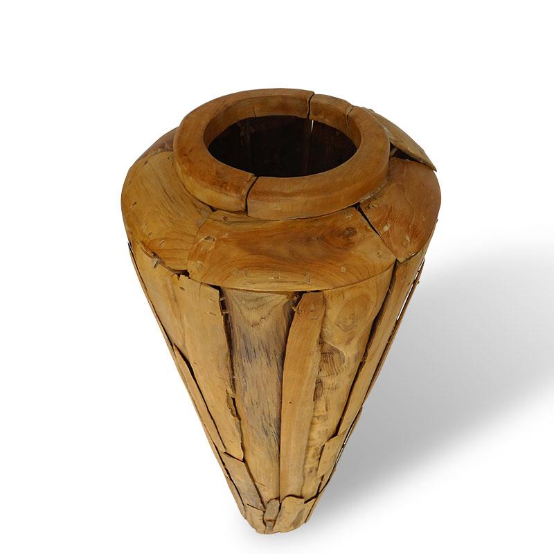 Vase en teck Hendrik forme bulbeuse moyenne 80 cm de haut