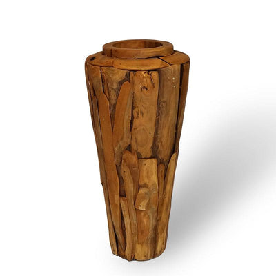 Vase en teck Hendrik forme bulbeuse moyenne 80 cm de haut