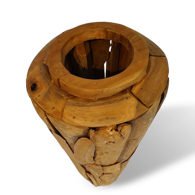 Teakholzvase Hendrik mittel bauchige Form 80 cm hoch