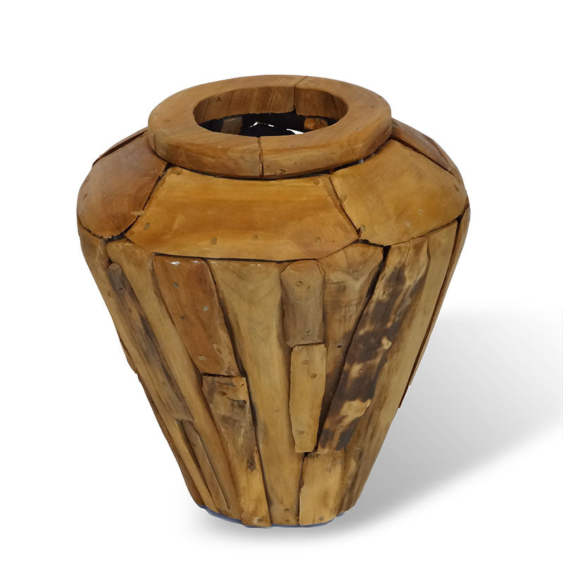 Teakholzvase Hendrik klein bauchige Form 45 cm hoch
