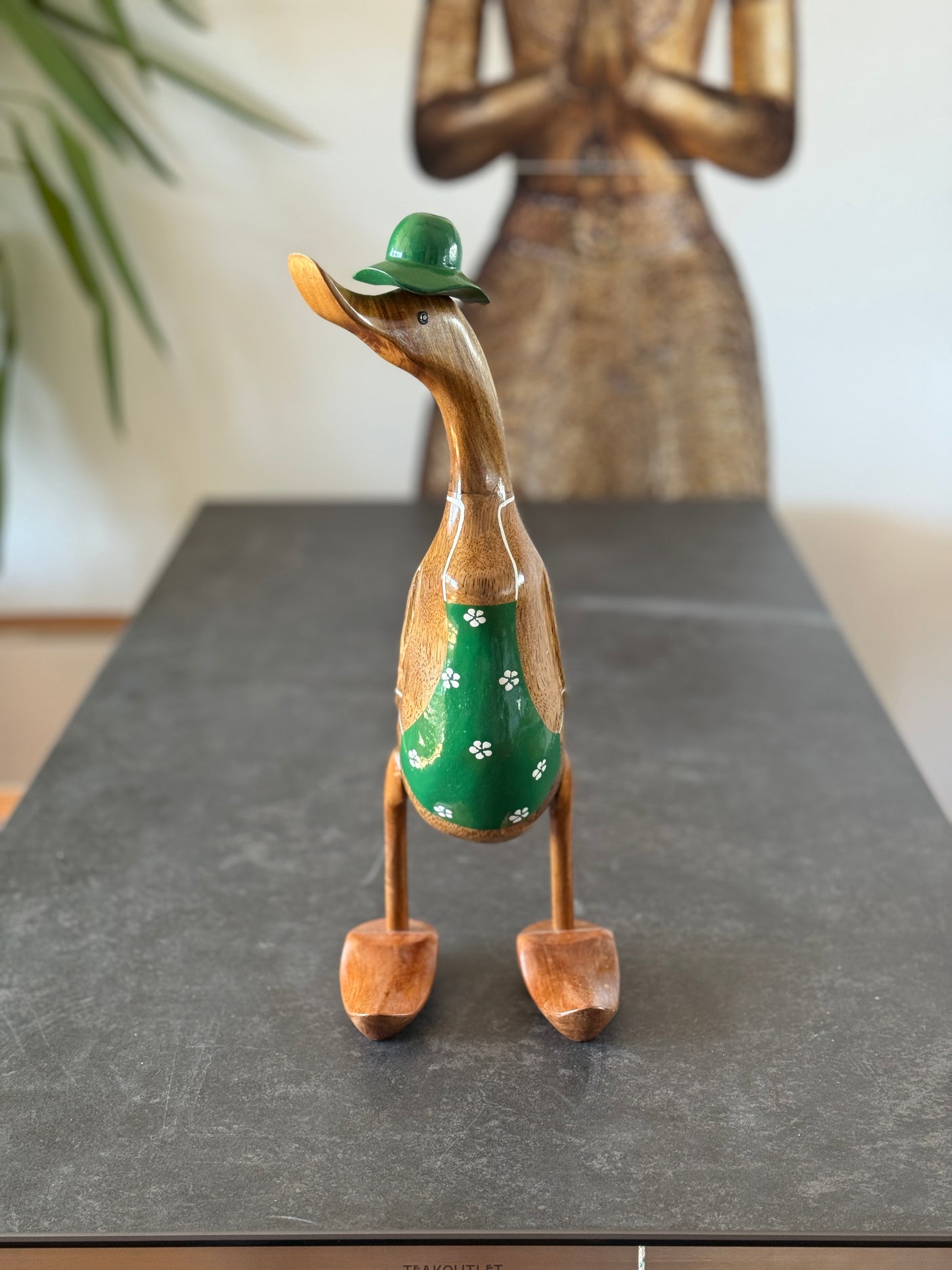 Ente Gärtnerin groß »Barbara« grüne Schürze mit Blümchen