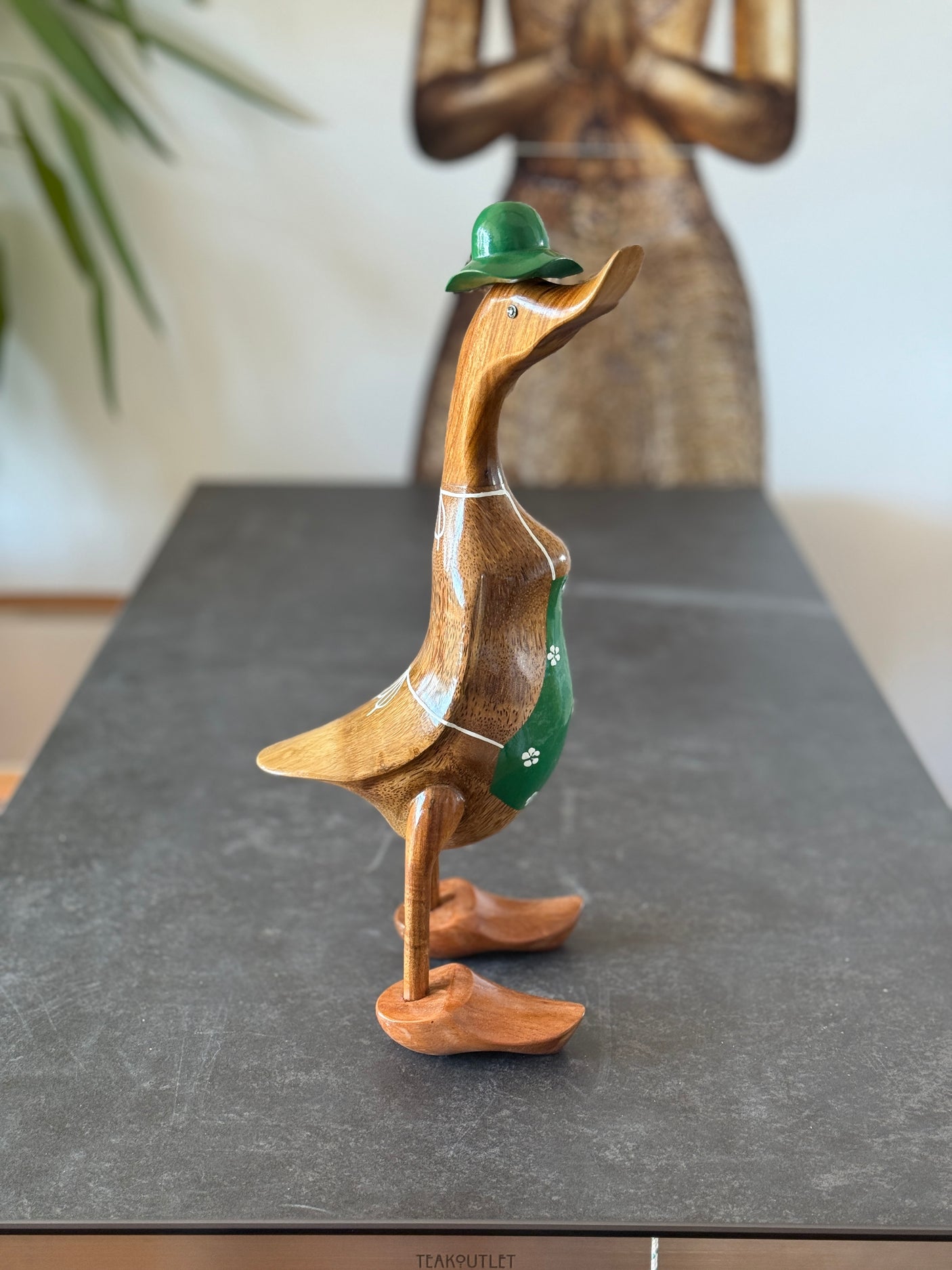 Ente Gärtnerin groß »Barbara« grüne Schürze mit Blümchen
