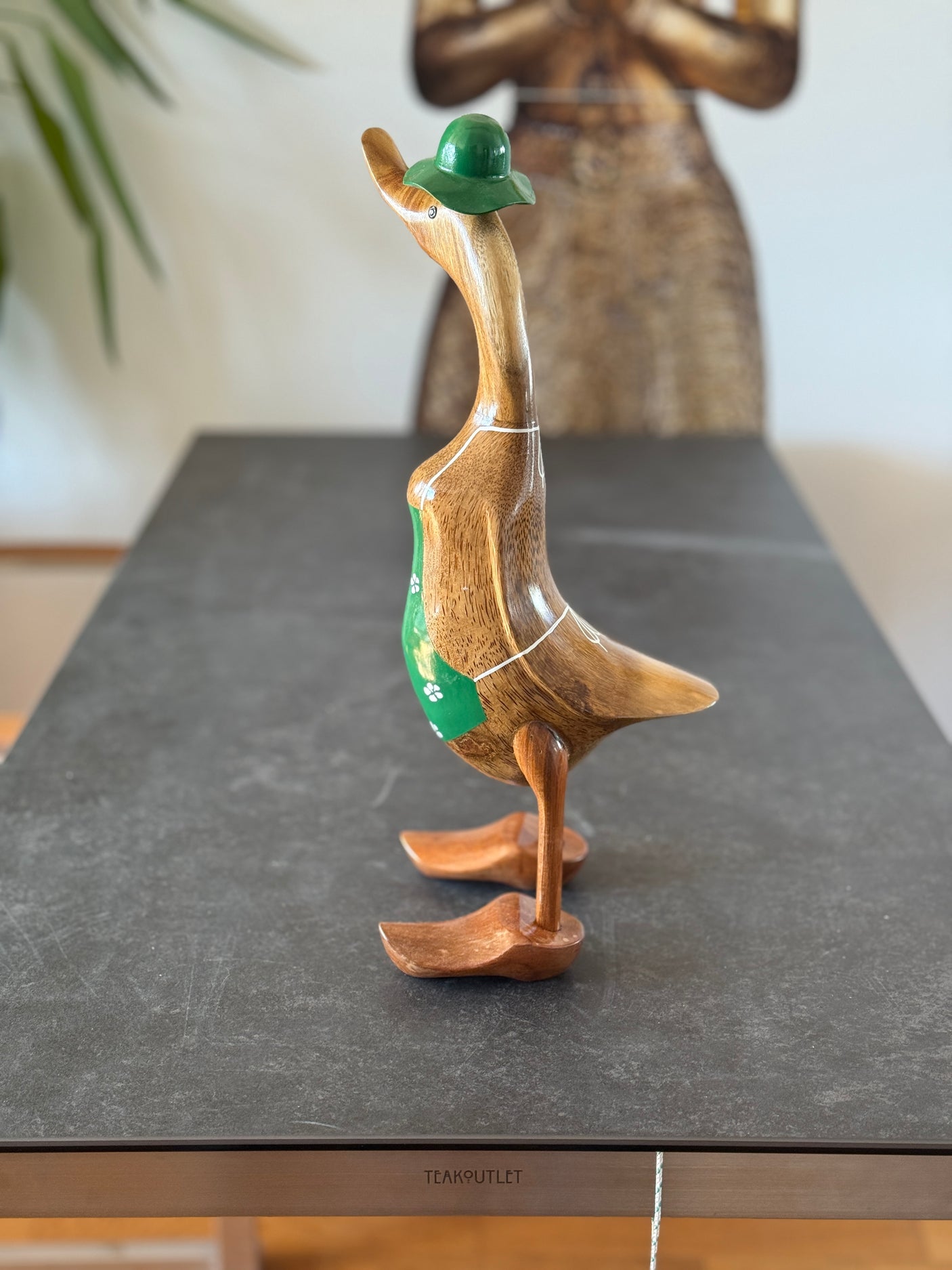 Ente Gärtnerin groß »Barbara« grüne Schürze mit Blümchen