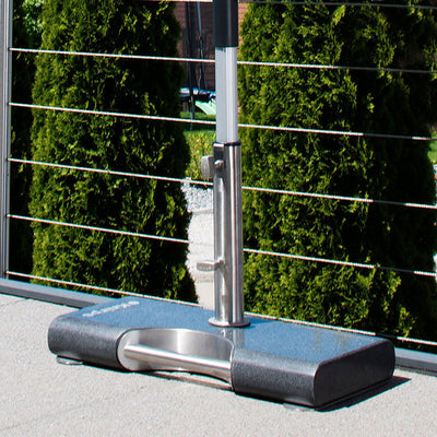 Socle de balcon en granit Knirps 25 kg poli brillant avec tube en acier inoxydable et poignée de transport