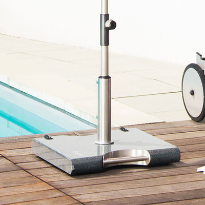 Chariot Knirps Oasis base granit 40 kg poli brillant avec tube en acier inoxydable et 2 roues