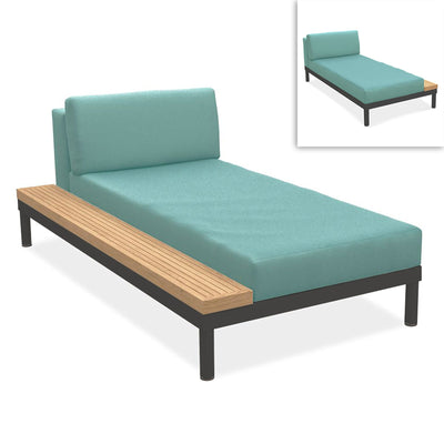 Chaise longue Lisse teck rangement gauche ou droite teck avec aluminium + revêtement