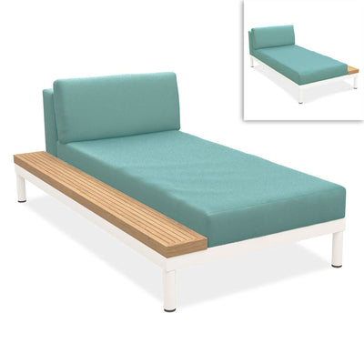 Chaise longue Lisse teck rangement gauche ou droite teck avec aluminium + revêtement