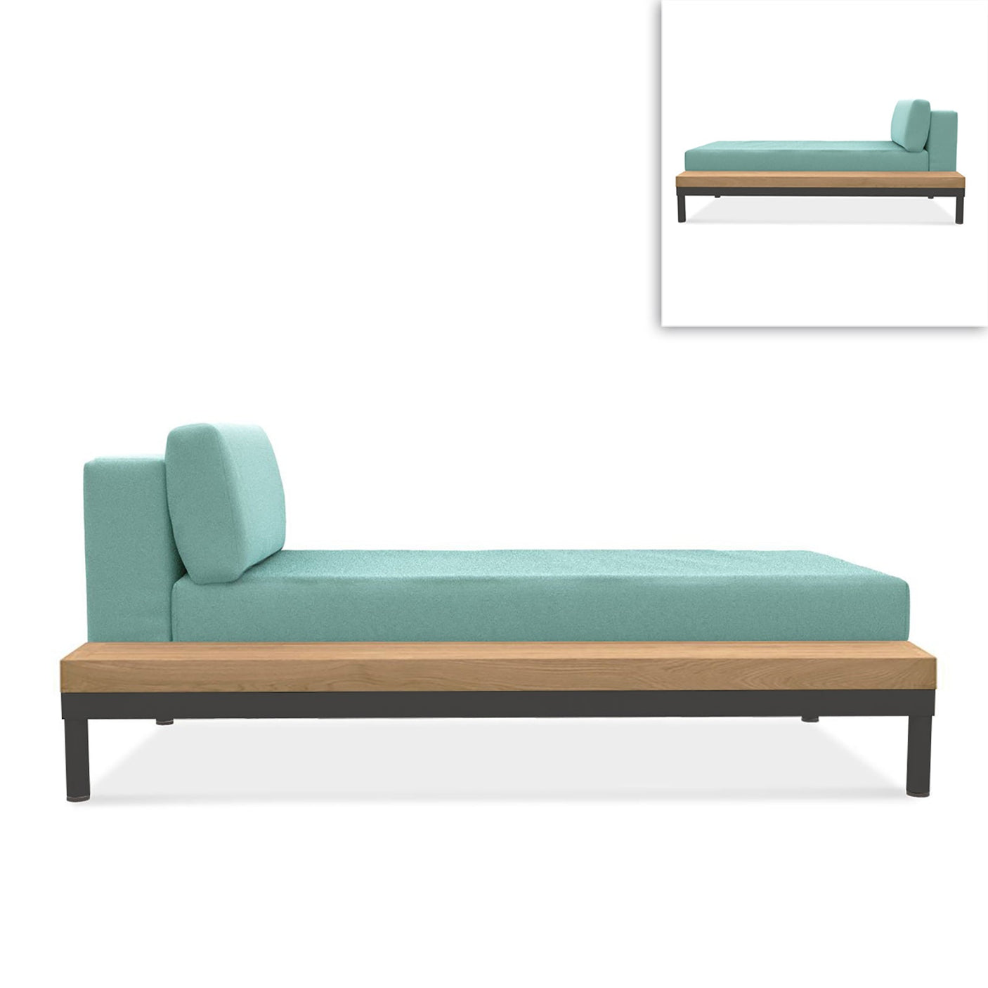 Lisse Liege Teakholzablage links oder rechts Teak mit Aluminium + Polster