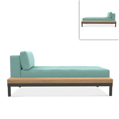 Chaise longue Lisse teck rangement gauche ou droite teck avec aluminium + revêtement