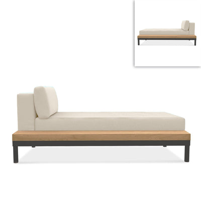 Chaise longue Lisse teck rangement gauche ou droite teck avec aluminium + revêtement