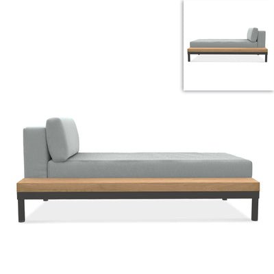 Chaise longue Lisse teck rangement gauche ou droite teck avec aluminium + revêtement