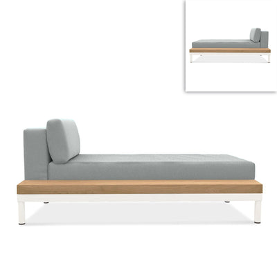 Chaise longue Lisse teck rangement gauche ou droite teck avec aluminium + revêtement