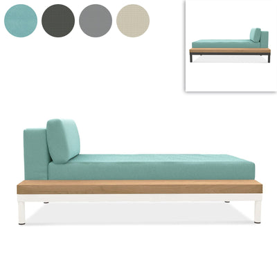 Chaise longue Lisse teck rangement gauche ou droite teck avec aluminium + revêtement