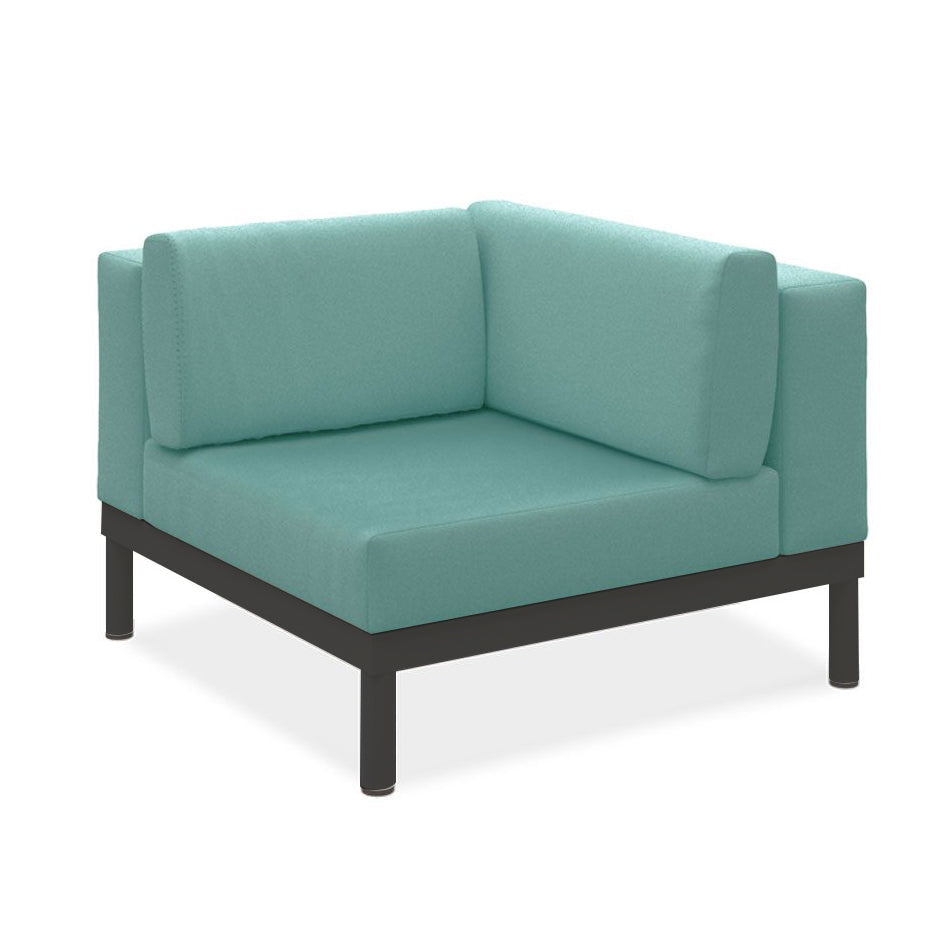 Banquette d'angle Lisse en teck avec aluminium + rembourrage