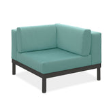 Banquette d'angle Lisse en teck avec aluminium + rembourrage