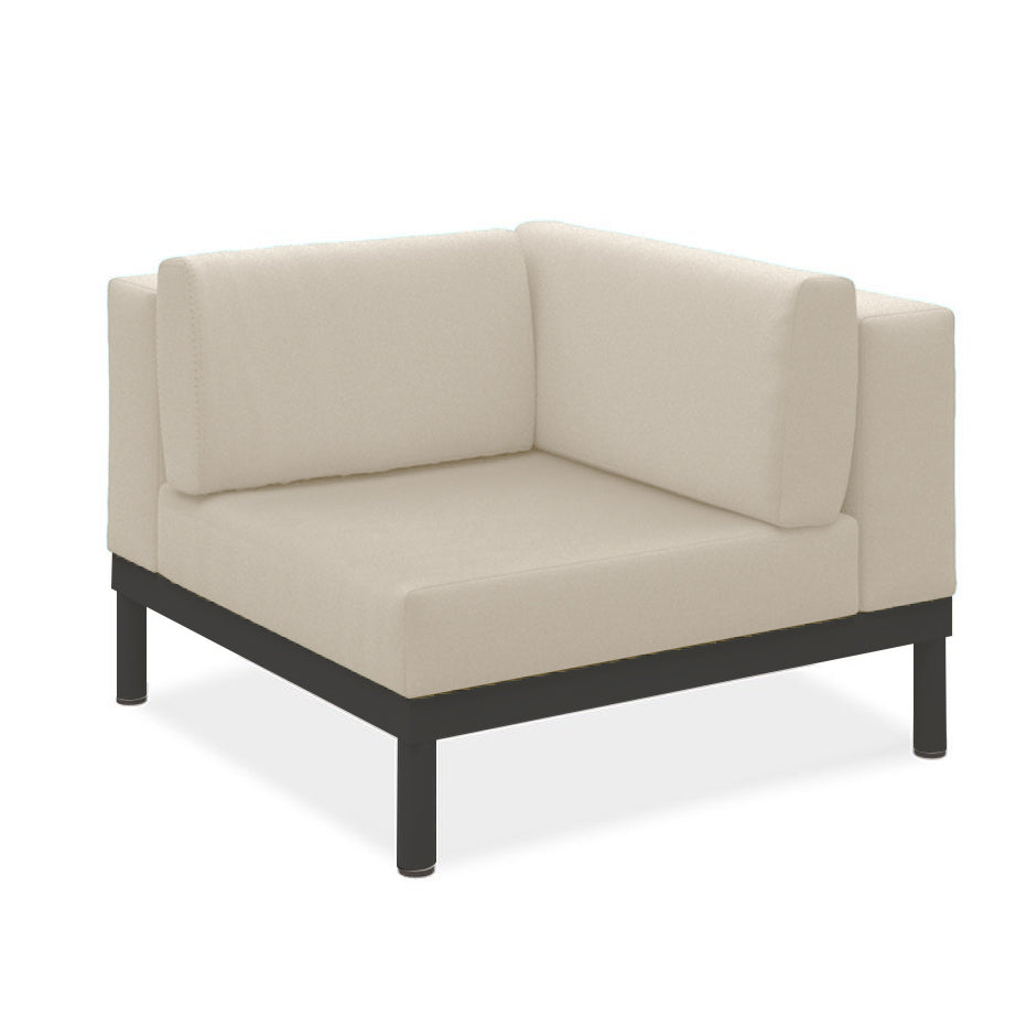 Banquette d'angle Lisse en teck avec aluminium + rembourrage