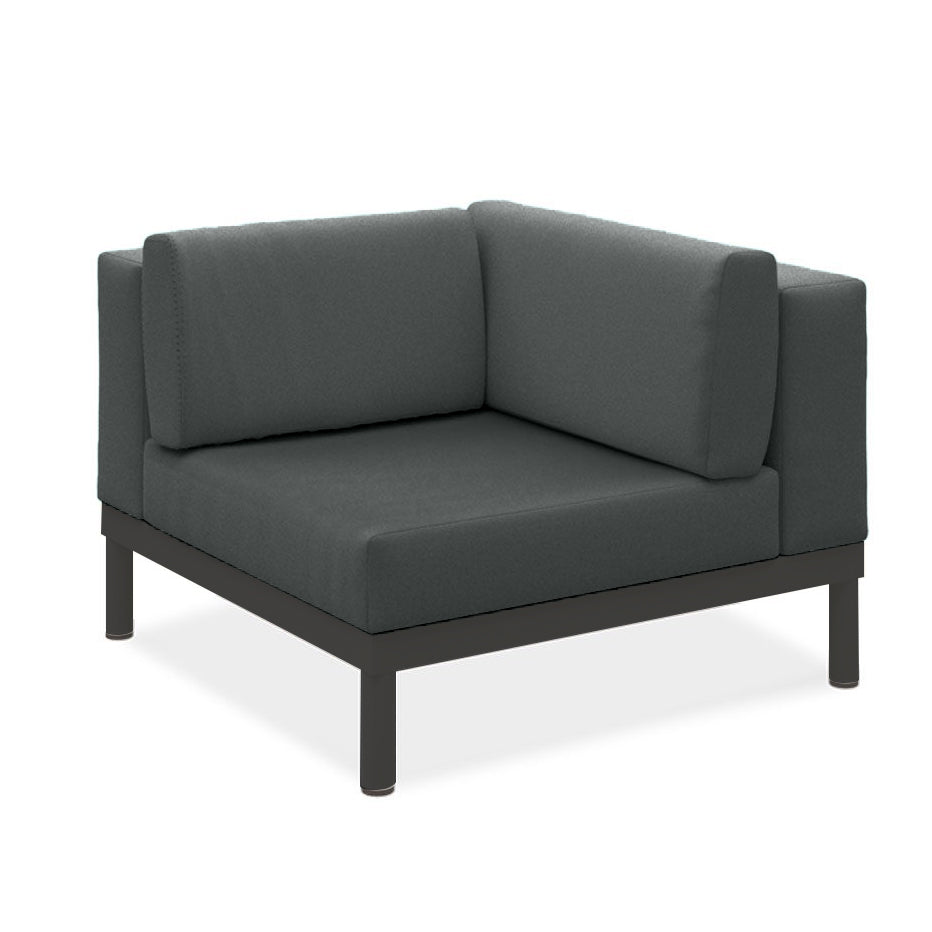 Banquette d'angle Lisse en teck avec aluminium + rembourrage