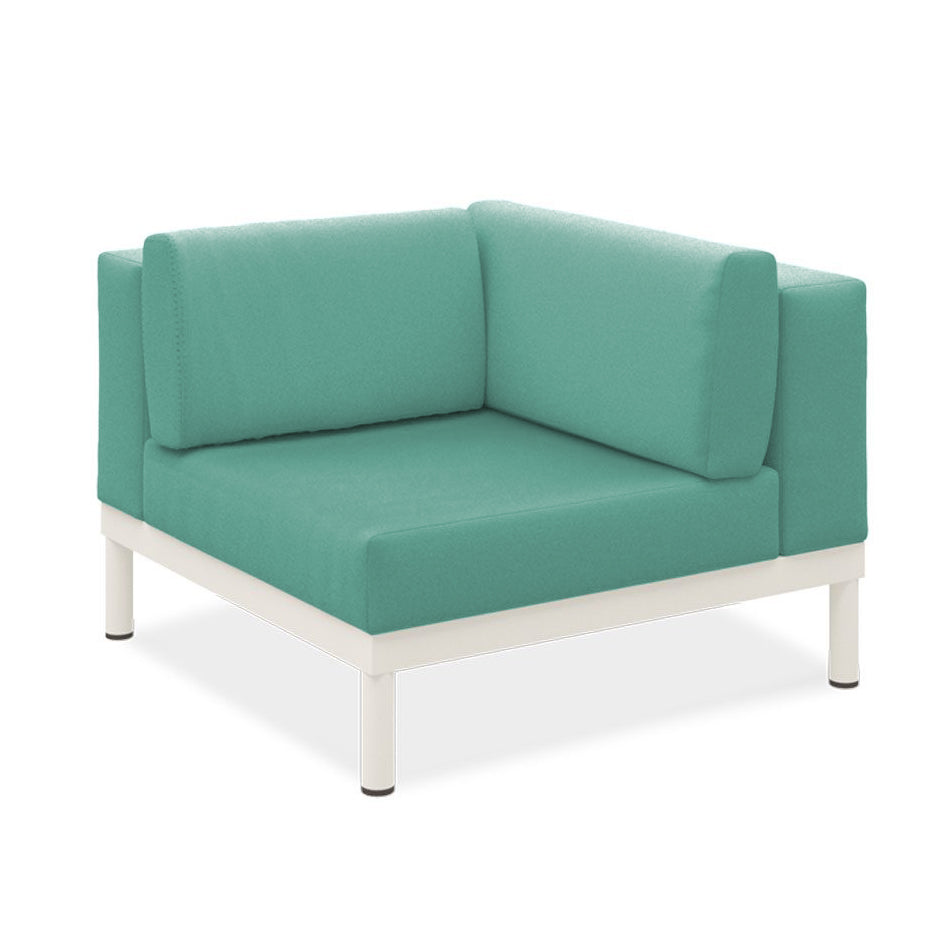 Banquette d'angle Lisse en teck avec aluminium + rembourrage