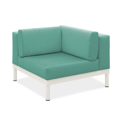 Banquette d'angle Lisse en teck avec aluminium + rembourrage