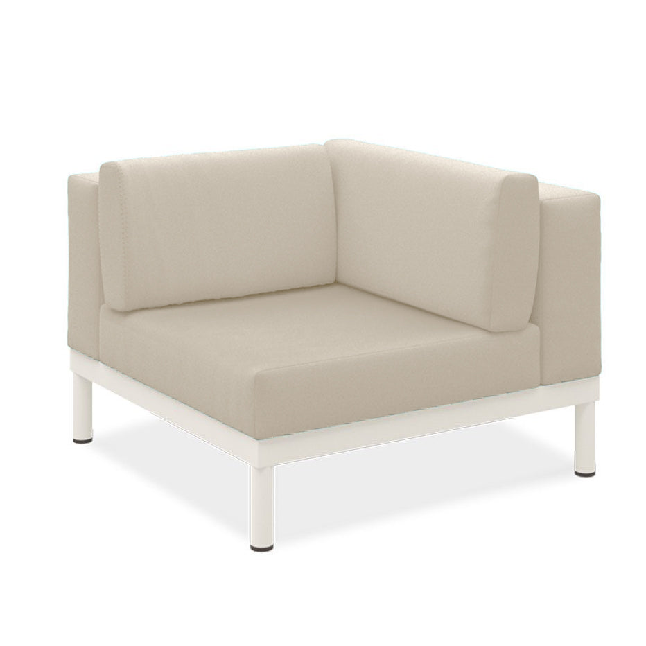 Banquette d'angle Lisse en teck avec aluminium + rembourrage