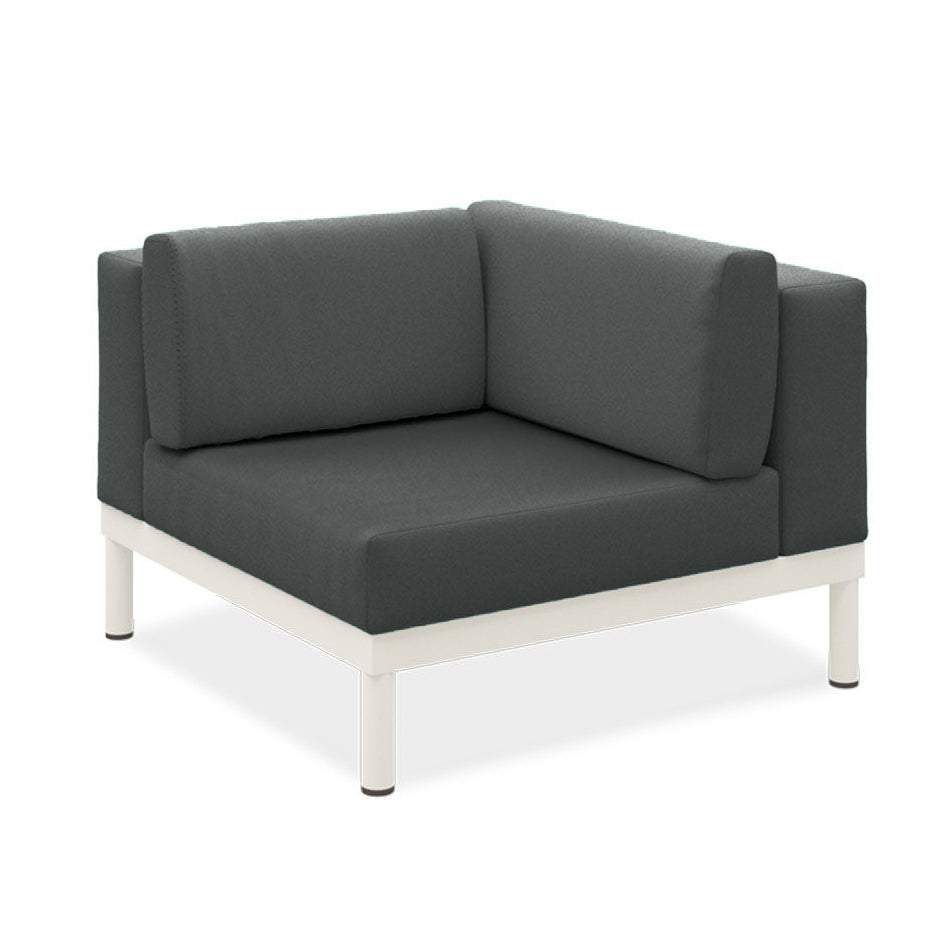 Banquette d'angle Lisse en teck avec aluminium + rembourrage