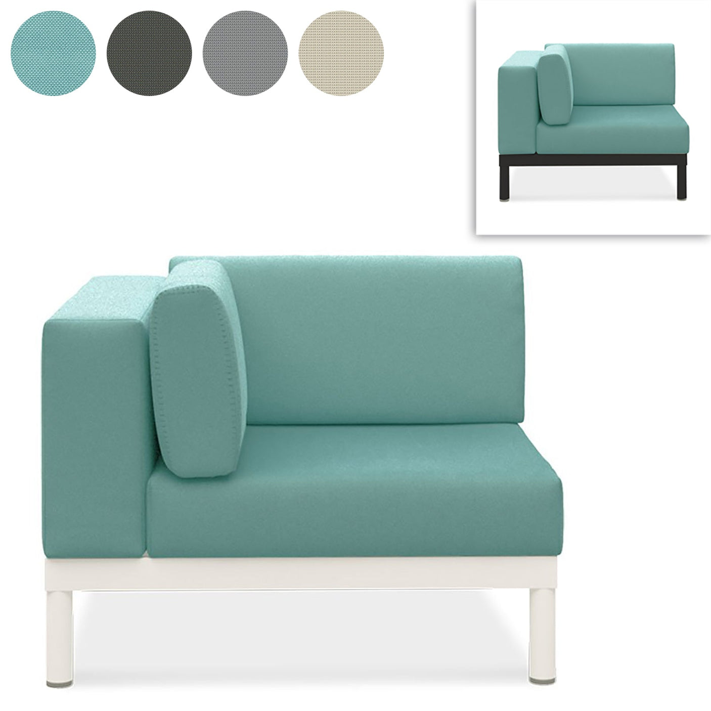 Banquette d'angle Lisse en teck avec aluminium + rembourrage