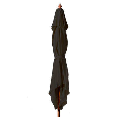 Parasol Cinas Lizzano 400 cm rond noir - structure en bois dur aspect teck