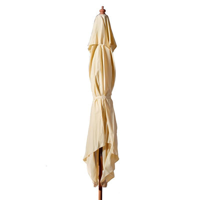 Parasol Cinas Lizzano 400 cm rond blanc naturel - structure en bois dur aspect teck