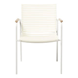 Mood Classic stacking chair white/white aluminum powder-coated with teak armrests