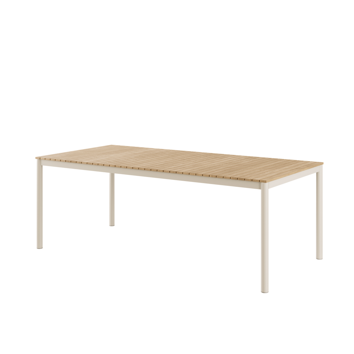 Mood Classic Tisch 208,5x100cm runde Beine Sandy Grey Aluminium pulverbeschichtet mit Teaktischplatte