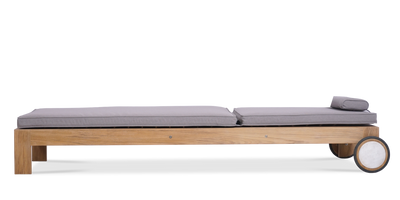 Chaise longue Nivelle 200 x 65 x 25 cm sans accoudoirs - Teck certifié GRADE A + ferrures inox