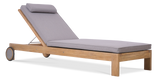 Chaise longue Nivelle 200 x 65 x 25 cm sans accoudoirs - Teck certifié GRADE A + ferrures inox