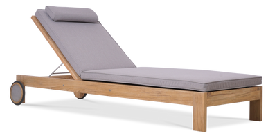 Chaise longue Nivelle 200 x 65 x 25 cm sans accoudoirs - Teck certifié GRADE A + ferrures inox