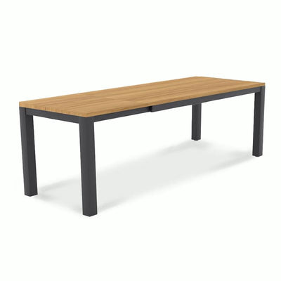 Planka aluminum front extending table 250/180 x 90 x 77 cm brushed teak grade A with aluminum frame