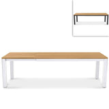 Planka Alu-Frontausziehtisch 250/180 x 90 x 77 cm Teak Grade A gebürstet mit Aluminiumgestell