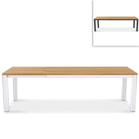 Planka Alu-Frontausziehtisch 250/180 x 90 x 77 cm Teak Grade A gebürstet mit Aluminiumgestell