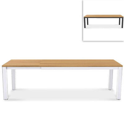Planka aluminum front extending table 250/180 x 90 x 77 cm brushed teak grade A with aluminum frame